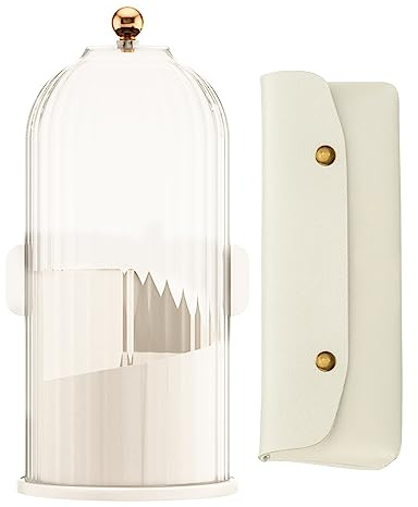 Make Up Organizer,360° Drehbar Kosmetik Organizer mit Staubdicht Deckel,Make Up Pinsel Aufbewahrung Organizers,Pinselhalter Pinsel Aufbewahrung 3 Fächern,Schminktisch Organizer für Schlafzimmer(Weiß)