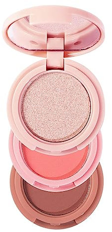 Palette surligneur visage,3 en 1 Cheek Highlighter Blushes Poudres - joues anti-transpiration pour un contouring longue durée scintillant Teksome