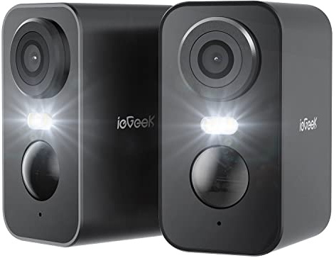 ieGeek No Monthly Fee 2K Wireless Security Camera Outdoor Colorful Night Vision, Rechargeable Battery CCTV Camera Systems, WiFi Home Security Camera, Motion Detection, Siren Floodlight,2 Pack/2PCS Set | Easy Install, Rechargeable Battery, 2K 3MP, AI Motion Detection, Colorful Night Vision, Home WiFi Cam, Siren Light,App Access