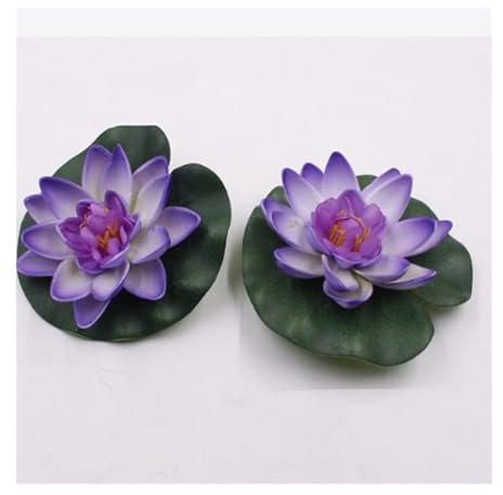 Künstliche Lotusblüte aus Schaumstoff, 1 Stück, künstliche Lotus-Seerose, schwimmende Blume, lebensechte Seerose, Mikro-Landschaft, bunt, künstliches Ornament, Gartendekoration (Farbe: Blau)