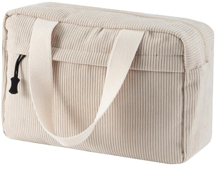 Jiliyote Cord Kosmetiktasche Groß Damen Kulturtasche Cord Make-up Taschen Kosmetikbeutel Reise Cosmetic Bag aus für Travel Mädchen Frauen