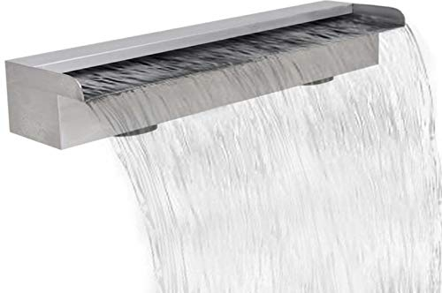 LAPOOH Pool-Wasserfall Fontäne Rechteckig Edelstahl, Brunnen Garten Wasserfall, Schwalldusche Pool, Poolwasserfall, Pool Zubehör Wasserfall, Wasserfall- & Bachlaufsets, 60 cm