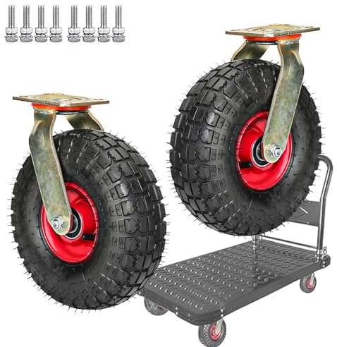 Trolley-Industrietransportrad, Lenkrolle, Gummi-Lenkrolle, Stahlnabe, luftgefüllt, für Karren, Möbel, Dolly, Workben-Ersatzrollen
