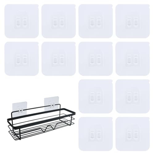 JRSHIRLEYLTD Lot de 12 crochets adhésifs de rechange pour étagère de douche, étagère de salle de bain, porte-savon, accessoires de cuisine, sans perçage