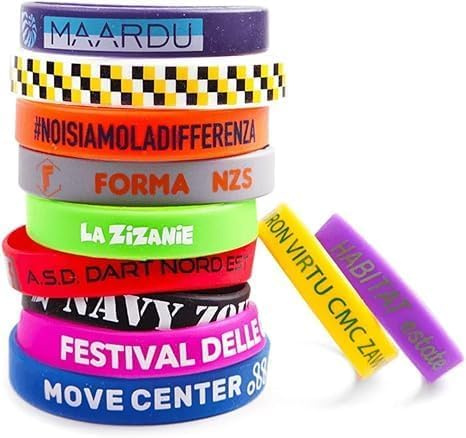 CINTAPUNTO Silikonarmband Personalisiert Langlebig UV- & Wetterschutz Hochwertiger Druck Farbauswahl & Logo-Texte Bequem & Hypoallergen Ideal als SOS Silikonarmband für Erwachsene 10 Stk 12x202mm