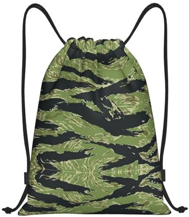 Tunnelzug Gymsack Tigerstreifen-Tarnung Sportbeutel Unisex Gymnastikbeutel wasserdichte Kordelzug Sportbeutel, Für Strandurlaub, Yoga, Strand, 36x42cm