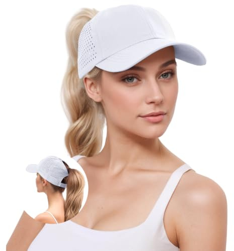 YAMEE Baseballkappe Damen Pferdeschwanz Sommer,Baseballmütze Damen Baseball Cap Mesh Atmungsaktiven,Sommermütze Damen Leicht Wasserdicht Schnelltrocknend