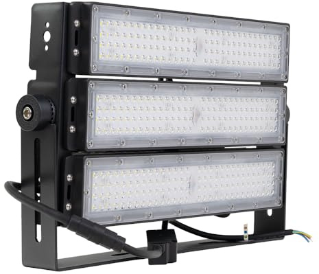 ENOVALITE LED Profi Flutlichtstrahler 300W 39000lm 5000K Neutralweiß - IK10 IP66 Außenstrahler mit Markenkomponenten - 5 Jahre Garantie - für Sportplatz Baustelle