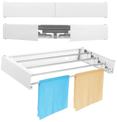 Flanliy Wäscheständer Wandmontage 50 cm - Ausziehbarer Wandwäschetrockner Klappbar, Platzsparend, Kleiderstange Handtuchhalter für Balkon (A)