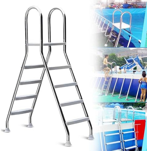 Scala for piscina in acciaio inossidabile,scala for piscina interrata da 33/43 pollici con gradini antiscivolo,corrimano e barriera,gradini antiscivolo for piscina fuori terra,for piscina da giardino(