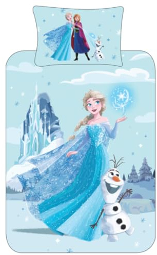Disney Frozen Single Duvet Cover Bedding Set - Elsa, Anna & Olaf - Polycotton Bedding for Girls Kids - Official Licensed Design - Soft & Comfortable - Perfect for Frozen Fans (Single)