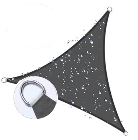 Triangle Sun Shade Sail Waterproof ，Sun Shade Cover Cloth ， 90% UV Block Canopy Breathable ，Heavy Duty Windproof Sun Protection Sail Canopy for Patio Dark Gray, 18' x 18'x 18'