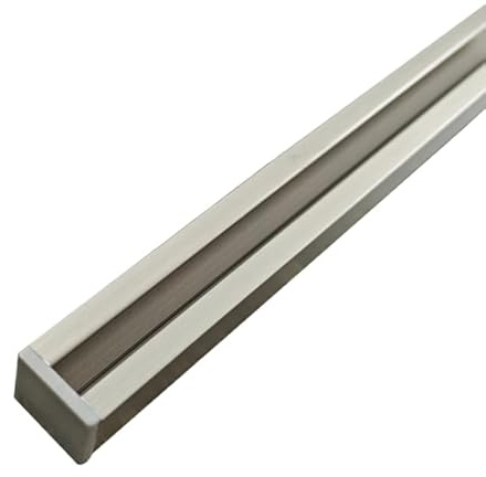 Gardinenschiene aus Aluminium, Deckenmontage, weiss, schwarz oder edelstahloptik gebürstet, 16 mm Breite, 14,5 mm Höhe, für leichte Vorhänge und Gardinen komplett mit Zubehör