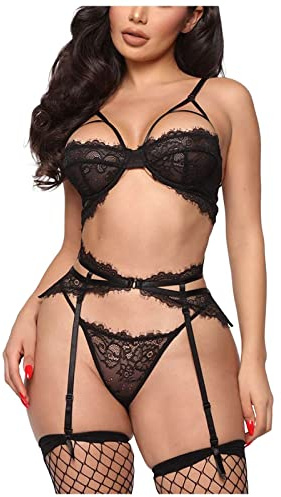 Donna Lingerie Rosso Tuta Sexy Donna Hot con Buco Pizzo da con Cinturino in Garza all Uncinetto Ricamo Completini Intimi da Halloween Sexy