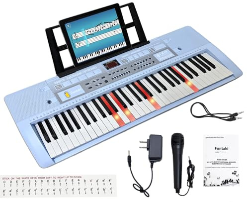 Funtaki Tragbares 61 Tasten Digital Keyboard Piano, E-piano Klavier home-keyboards mit Begleitautomatik, Electric Mini-Keyboard für Kinder und Erwachsene, digitale Tastaturen
