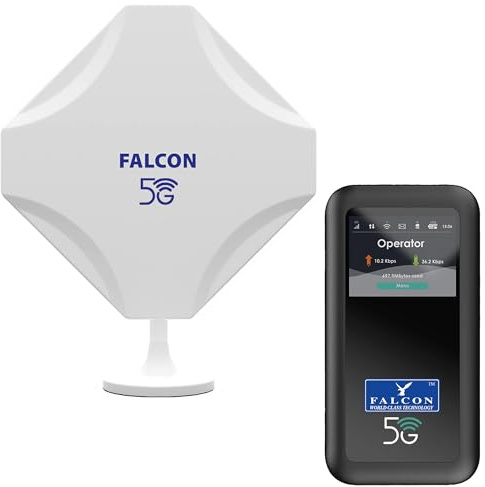 Falcon EVO MOBILE, Mobile Broadband Internet, 5G Ready MiMo Window Antenna for Motorhomes and Caravans with 3400MBPS (5G) Portable Router (eSIM Compatible)