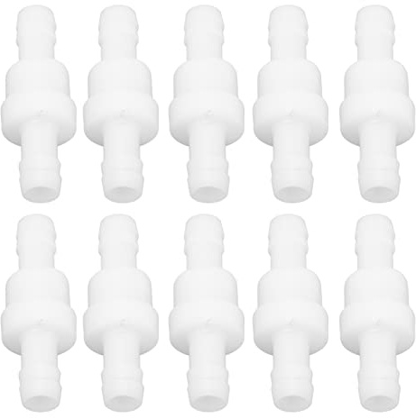 Karlak Valvola di Ritegno a una Via, Valvola di Non Ritorno in PE 10 Pezzi per L'industria Chimica della Pompa D'aria Dell'Acquario, Buona Resistenza All'ozono, Materiale Resistente Alla (10mm bianco)