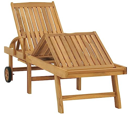 Genérico Lettino Prendisole in Legno Massello di Teak,Marrone,20.45kg,48015