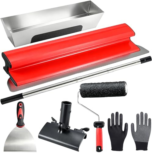 6-Teiliges Flächenspachtel Set, 50cm Spachtel Set Flächenspachtel | Spachtelwalze,Spachtel Werkzeug aus Edelstahl mit Teleskopstange, Mit Ergonomischem Griff,Zum Verputzen von Decken und Wänden