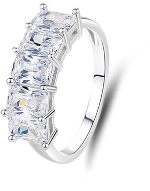 Epinki Gelbgold 750 Pärchen Ringe Echtgold Schmuck, Elegant Trauringe mit Moissanit Smaragdschliff, Hochzeitsring Platin PT950, Gr.47-65