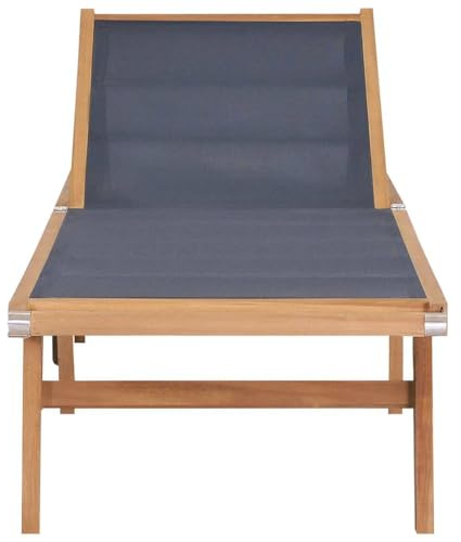 Generico Lettino Pieghevole con Ruote in Massello di Teak e Textilene,Sdraio da Giardino,44668
