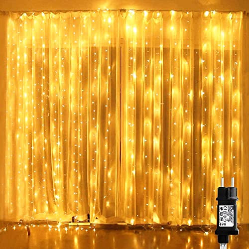 Led Guirlande Lumineuse Etoiles, 2mx1.5m Rideau Étoilé Associable Rideau Lumineux Led Exterieur, 80 Étoiles 144 LED 8 Modi Etanche IP44 Basse Tension Noël pour Fête Noël Jardin Blanc Chaud