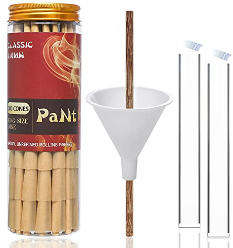 PaNt | 100 stück | King Size Größe Braun Konisch vorgedrehte Hülsen mit Filter Tips | Aus Holzzellstoffpapier | Enthält 1 Einfülltrichter und 1 Verpackungsstab und 2 Joint hüllen