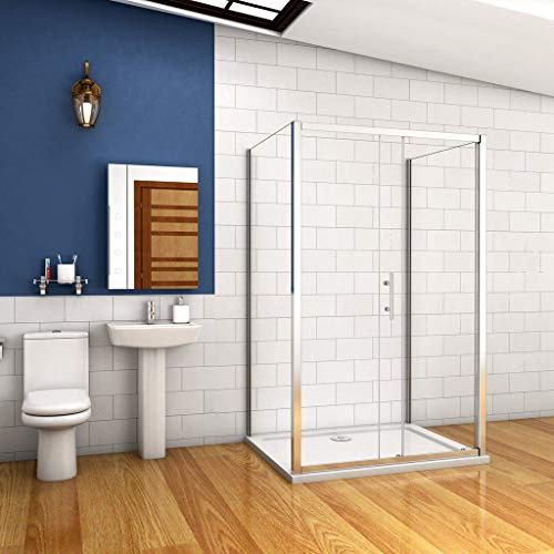 AICAit 185cm Box Doccia a 3 Lati Scorrevole 120x70x70cm 2 Fissa Vetro 5mm
