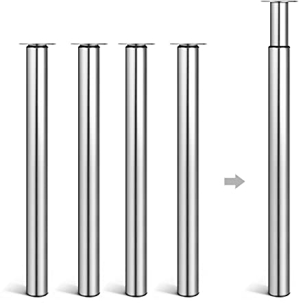 Dhouse Höhenverstellbare Tischbeine Ø60 mm, 710-1100mm, zylindrisch metallischer Möbelfuß für Frühstückstisch und Schreibtisch (Chrom)