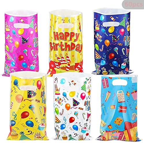 60 Stück Kindergeburtstag Tüten Mitgebsel, 6 Stile Kinder Klein Süßigkeiten Tüten, Tüten Bunt Candy Partytüten, für Mädchen Jungen Kinder Geburtstag Party
