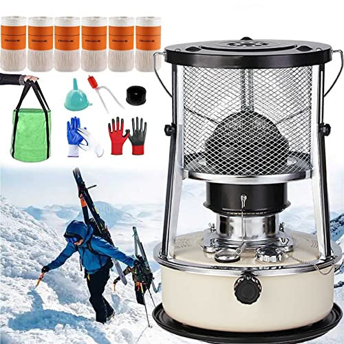Riscaldatore A Petrolio Efficiente, Stufa A Petrolio Portatile Per Interni, Riscaldatore Radiante Con Estintore Automatico E Protezione Perimetrale, Per Riscaldamento Di Emergenza(Color:White 6L)