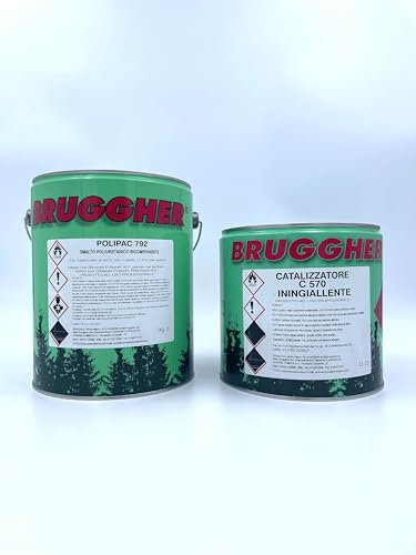 BRUGGHER VERNICE POLIURETANICO BICOMPONENTE SMALTO (5KG+2,5 CAT, NERO OPACO)