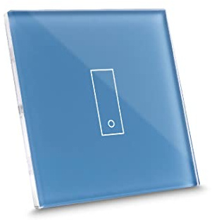 iotty E1 PLUS, interruptor conectado para luces y puertas, compatible con Google/Alexa/Siri/IFTTT, aplicaciones IOS/Android, placa táctil, vidrio retroiluminado, sensores de temperatura/brillo, azul