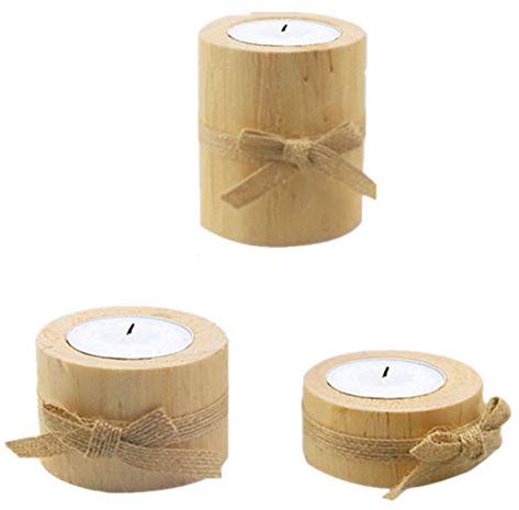 HEXEH Kerzenhalterhalter 3 Stück Kiefernholz, rustikale Hochzeits-Mittelstücke, Holz-Kerzenständer for Hochzeit, Tischdekoration, Kerzenhalter aus Naturholz Kandelaber
