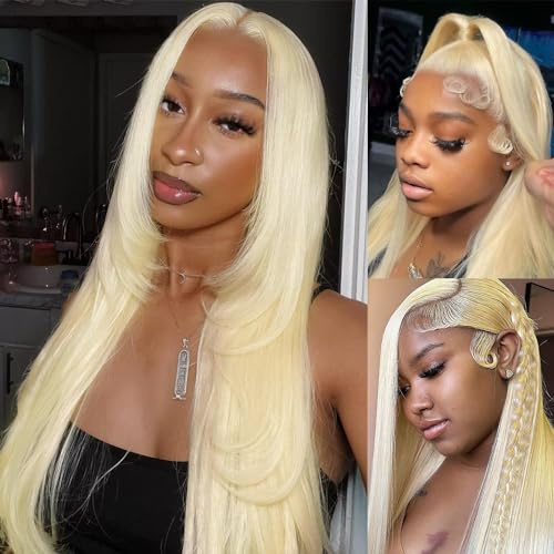 613 Blond Echthaar Perücke 13x4 Lace Frontal Wig Human Hair Perücke Blond Pre Plucked with Baby Hair Perücke Echthaar Für Schwarze Frauen Lace Frontal (16inch,150% Density)