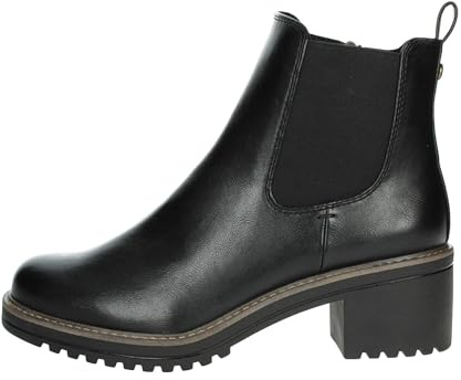 MARCO TOZZI Damen Chelsea Boots Vegan mit Blockabsatz, Schwarz (Black), 40 EU