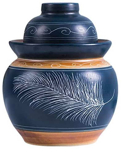 CHAASDEOM kimchi jar Traditional Chinese Porcelain Pickle Jar, Ceramic Fermentation Crock Pickling Pot,Fermenting Jar With Water Seal Airlock Lid Stoneware(5KG)