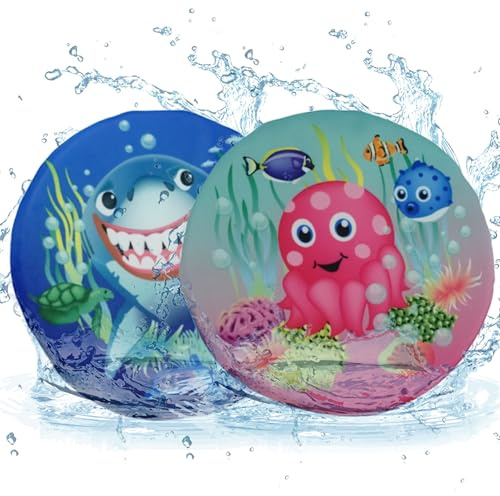 SRV Hub 2Pcs Splash Water Skimmer Flying Discs Kids, Soft Foam Flying Disc Frisbee, Lightweight Floating Summer Water Toys, Parent Child Interaction Beach Play Disc Toys 18cm