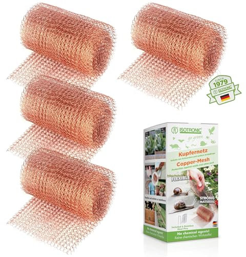 ISOTRONIC Schneckennetz Kupfer zum Schutz vor Schnecken in Beeten & Hochbeeten | Mäuseabwehr flexibel einsetzbar – umweltschonend & tierfreundlich | 24 Meter mit 24 Halterungen