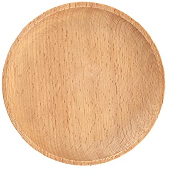 IMIKEYA Piatto Dessert in Legno di Faggio 12cm Superficie Liscia Versatile come Piattino per Snack o Sottobicchiere in Atmosfera Rilassata Beige