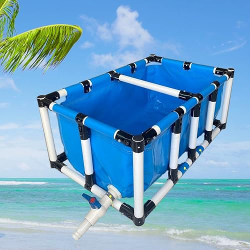 Großes rechteckiges PVC-Fischbecken für Koi-Fische und Schildkröten, 1,5 m x 1 m, Außenteich mit Ablassventil