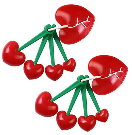 EHDWXVZM 2 Set di Cucchiai di Ciliegie, Cucchiai di Misurazione, Dono alla Schiena, Set di Cucchiai di Misurazione, Cucchiaio di Misurazione Alimentare, Cucchiaio di Forma di Frutta.