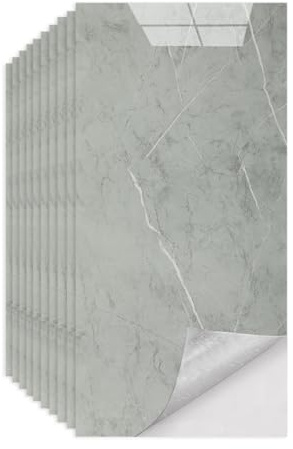 Tarwanear Tile Stickers Marble 10pcs/60x30cm Self Adhesive Wall Tiles Waterproof Oil Proof Self Adhesive Tiles for Walls Grey Wall Stickers Peel and Stick on for Kitchen Bathroom Home Decor