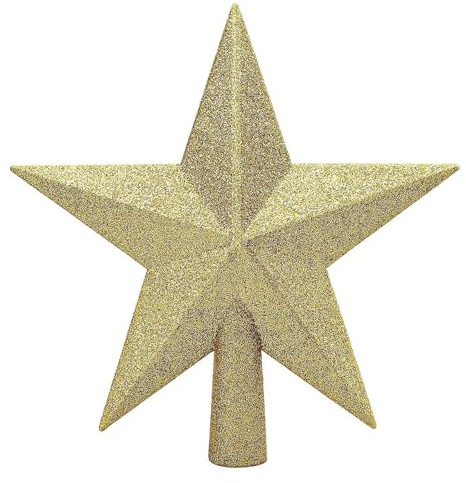 Glitter Star Mini Christmas Tree Topper, Shatter-Proof Small Christmas Tree Decoration for Holiday Ornament or Home Décor, Xmas Treetop 10 cm (Gold)
