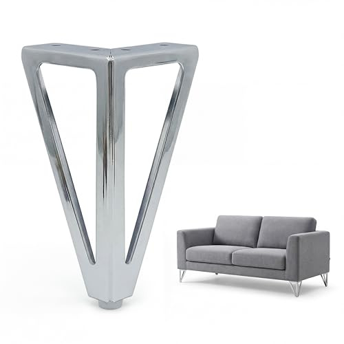 CARMOTTER 4 Stück Möbelbeine, Möbelstützfüße, Metall-Sofa-Beine, Schrankbeine, Tischfüße, Ersatz-Möbelfüße-Set, für Stühle, Tische, Schränke,Schreibtische, Badezimmerschränke (Chrom)