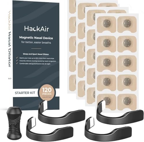 HackAir Nose Strip, Magnetic Nasal Dilator, 120 Pieces (60 Days)