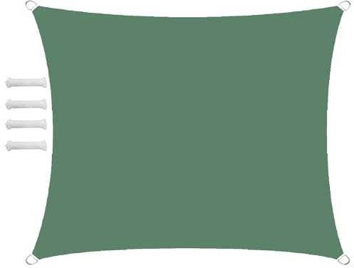 Waterproof Rectangular Sun Shade Sail 1.5x2m - UV Protection Canopy for Garden & Patio - Outdoor Shade with Rope Kit - Dunkel Green Color