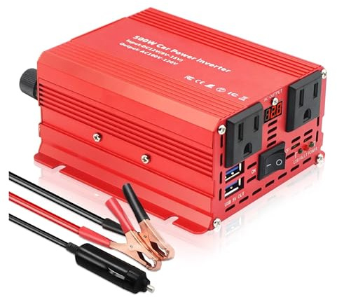 Inverter Per Auto Adattatore Trasformatore Automatico Doppia Presa USB UE/USA Convertitore Universale Da 500 W CC 12 V A CA 110 V 220 V 50 Hz 60 Hz Power Inverter(12V 110V US Red LED)