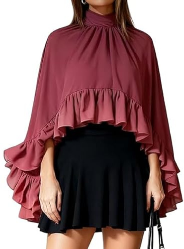 RUINIXCW Womens Sheer Poncho Top Y2k See Through Mock Neck Mesh Shawls and Wraps Cover Up Lightweight Formal Wedding Party