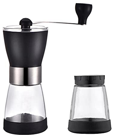 MAGICLULU Molinillo de Café Manual Muelas de Acero Inoxidable, Molinillo Portátil para Granos, Recipiente de Vidrio Sellado, Herramienta de Molienda Adecuado para Uso en Hogar y Viajes